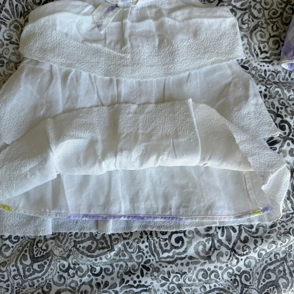 Burberry Set dress + pants 3/6 months strapless Burberry white purple - Picture 5 of 7